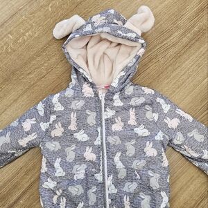 Penelope Mack Warm Fuzzy Gray Bunny Puffer Jacket 2T Sweet Baby Girl